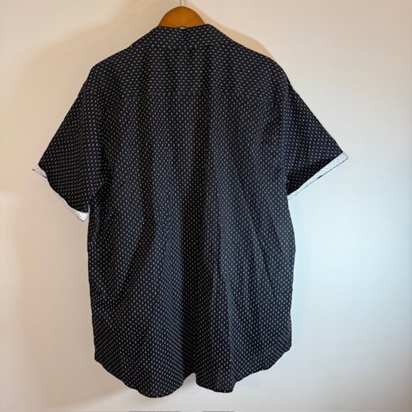 Craft & Flow Shirt Black Geometric Print Rolled Short Sleeve Stretch Size 3XL - Picture 2 of 9